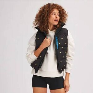 Basin & Range puffer cropped down vest embroidered bees size xs